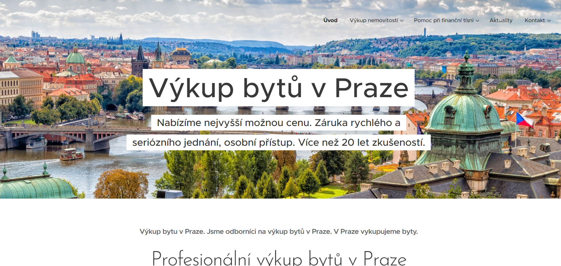 Vykup bytu v Praze tvorba webovych stranek banner